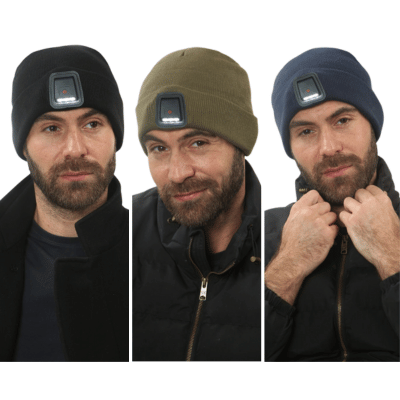 Mens Heat Machine Rechargeable USB LED Beanie Hat - Assorted Colours