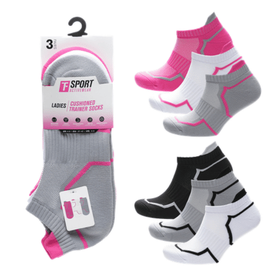 Ladies 3 Pair Pack Half Terry Trainer Socks