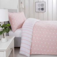 Spots and Stripes Luxury Brushed Easy Care Pink Duvet Set