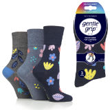 Ladies Gentle Grip Socks Floral Pop