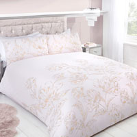 Metallic Floral Print Duvet Set Blush