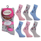 Ladies Flexi-Top Non Elastic Socks Pastel Floral