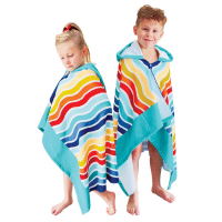 Bright Waves Design Hooded Beach and Bath Wrap For Kids