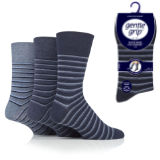 Mens Gentle Grip Socks Varied Stripe Navy - Denim