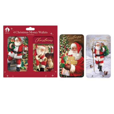 Traditional Design Christmas 4 Pack Money Wallets