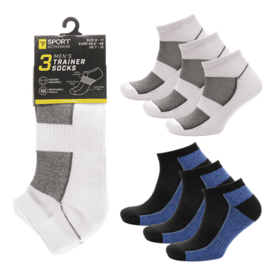 Mens 3 Pack Cotton Rich Trainer Socks
