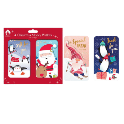 Cute Designs 4 Pack Christmas Money Wallets