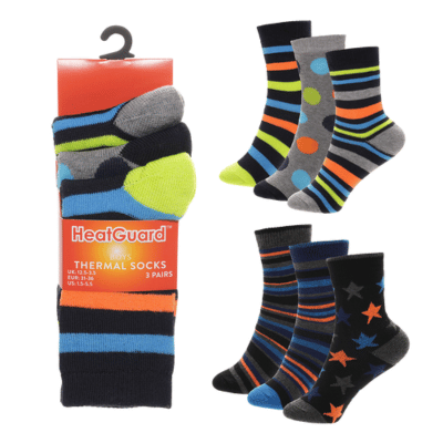 Boys 3 Pack Thermal Design Socks