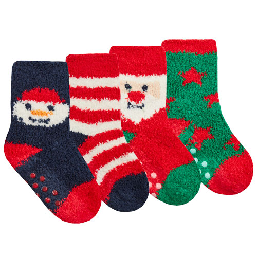 Babies 2 Pack Xmas Cosy Socks With Grippers