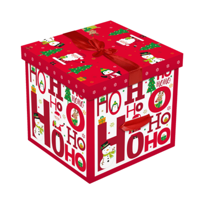 Square Flat Pack HO-HO-HO Christmas Gift Box