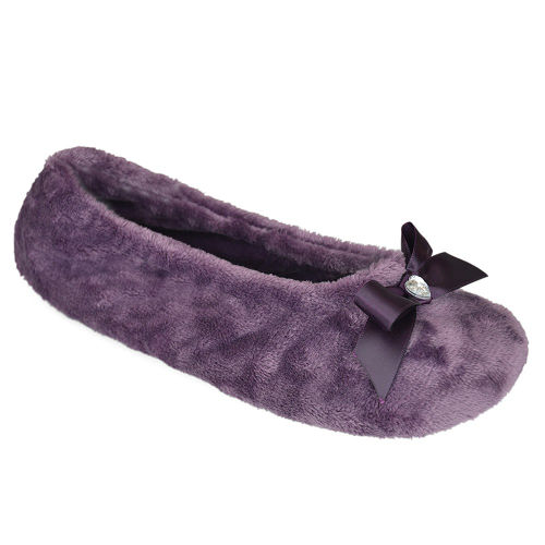 Ladies Velour Ballet Slippers Purple