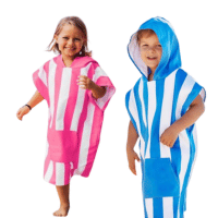 Childs One Size Towelling Poncho Stripe