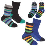 Boys 2 Pack Stripe Cosy Socks With Gripper