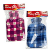 2 Litre Hot Water Bottle With Check Fleece Cover