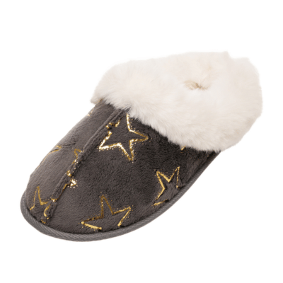 Ladies Foil Star Mule Slipper
