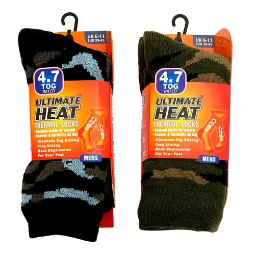 Mens Ultimate Heat Thermal Socks Camo