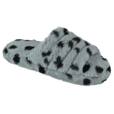 Ladies Quilted Plush Slider Grey
