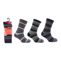 Ladies Heat Machine 1.6 Tog Rated Striped Thermal Socks