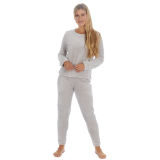 Ladies Shimmer Flannel Pyjama Set Grey