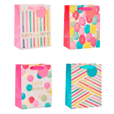 Girls Foiled Embossed Happy Birthday Medium Gift Bag