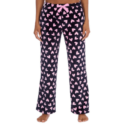 Ladies Heart Design Fleece Lounge Pants