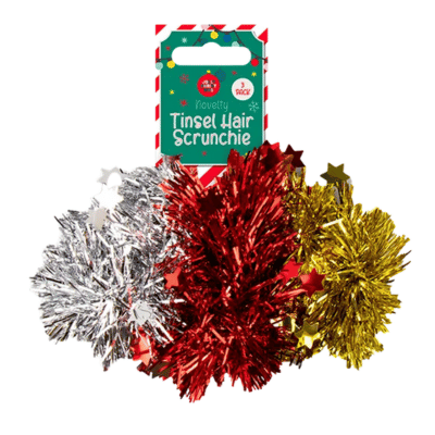 Christmas Tinsel Hair Scrunchies 3 Pack