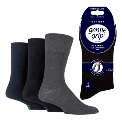 Mens Gentle Grip Cotton Blend Socks Dark Colours