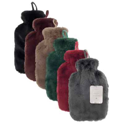 Hot Water Bottles With Super Luxury Faux Fur Cover - Assorted Colours