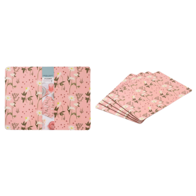 Coco & Gray Rectangle Placemat 4 Pack - Pink Daisy Design
