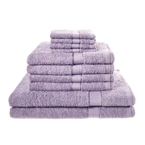 10 Piece Luxury Towel Bale Set With Ribbon Lilac