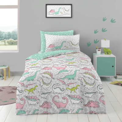 Kids Dinosaur Doodle Single Duvet Set & Pillowcase