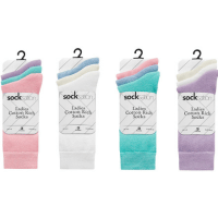 Ladies 3 Pack Cotton Socks - Pastel Colours