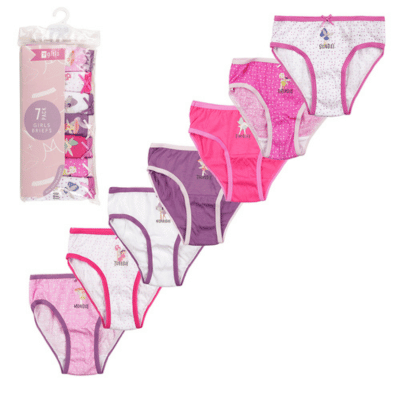 Girls 7 Pack Fairy Design Briefs