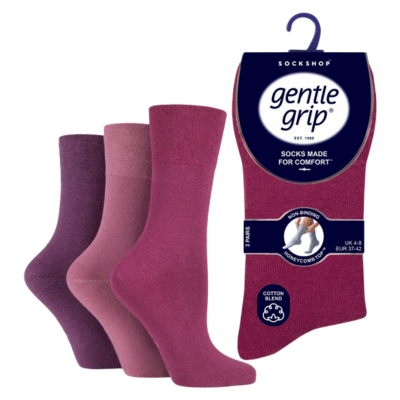 Ladies Gentle Grip Socks Assorted - Honeycomb Top