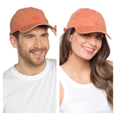 Adults Stonewashed Baseball Cap In Orange