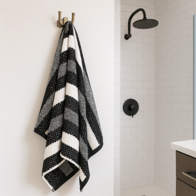 Royal Stripe Bath Sheets Black