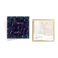 Stag and Merry + Bright Design Christmas Cards 10 Pack
