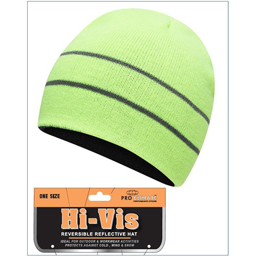 Adults Hi Vis Reversible Thermal Hat With Stripes