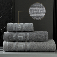 100% Egyptian Cotton Greek Border Design Bath Sheet - Dark Grey