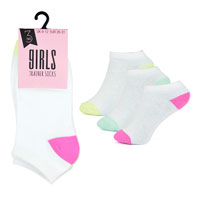 Girls 3 Pack White Trainer Socks