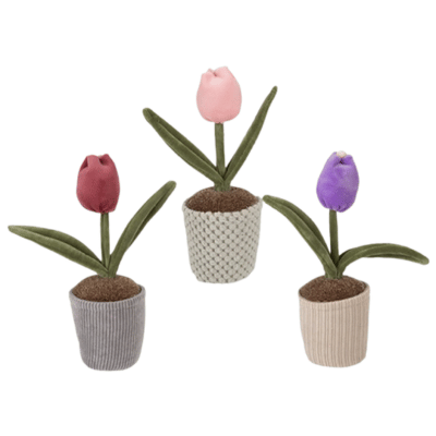 Ornamental Plush Single Tulip In Pot 24cm
