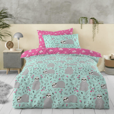 Kids Sleepy Sloth Single Duvet Set & Pillowcase