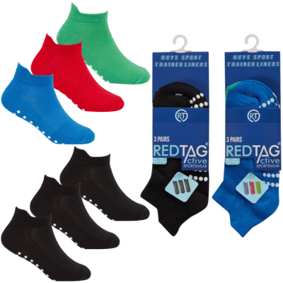 Boys Sport Trainer Socks With Sole Gripper