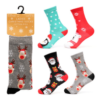 Ladies Christmas Design Cotton Rich Socks