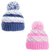 Baby Stripe Cable Knit Bobble Hat