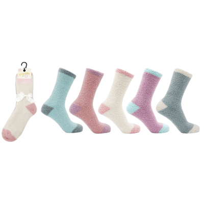 Ladies Snuggle Toes 3 Pack Cosy Socks Pastel Colours