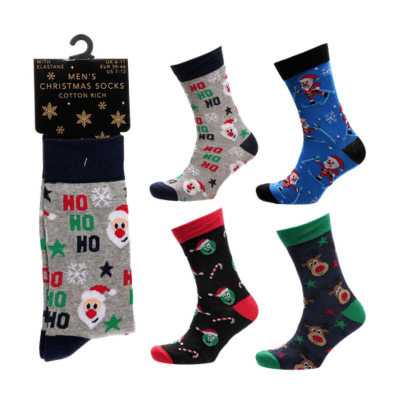 Mens Cotton Rich Christmas Design Socks