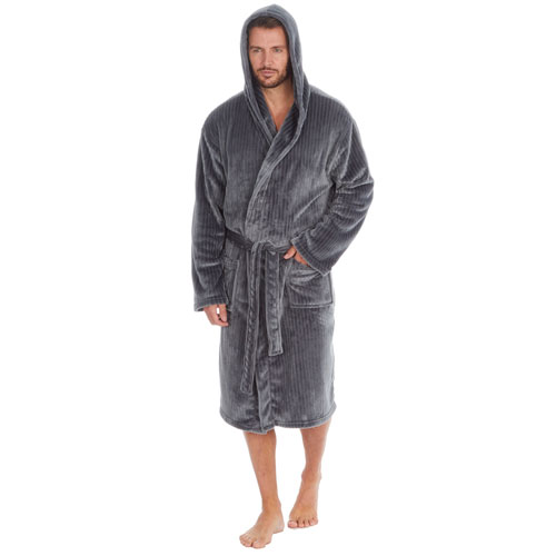 Mens Hooded Gown Fleece | Wholesale Nightwear | Wholesale Dressing ...