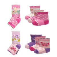 Baby Girls 3 Pack Butterfly/Animal Design Socks - Assorted Sizes