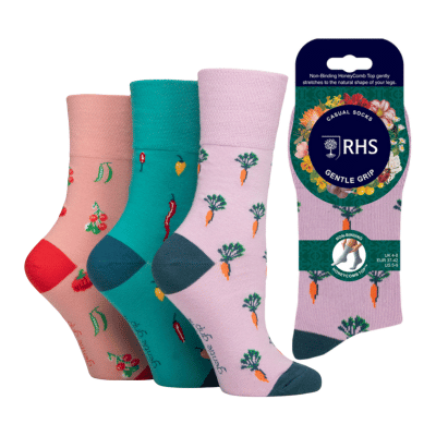 Ladies RHS Gentle Grip Socks Jacquard Vegetables